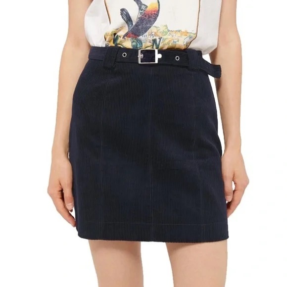 Urban Outfitters | NWT Franny high waist corduroy mini skirt in navy blue sz XS - Picture 2 of 8